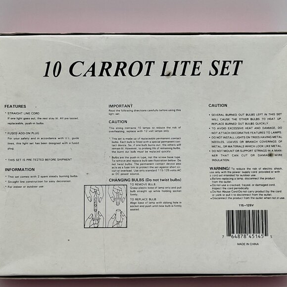 Vintage EASTER Carrot LIGHT Sets TESTED Indoor Outdoor Blow Mold 1996 - Picture 9 of 10